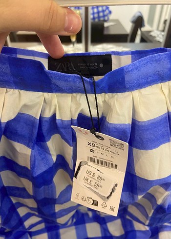 Mavi Ekose Piliseli Midi Etek - Görsel 5