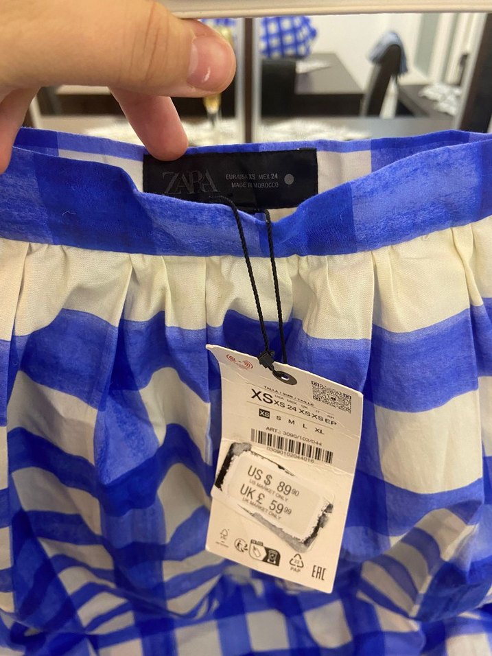 Mavi Ekose Piliseli Midi Etek - Görsel 5