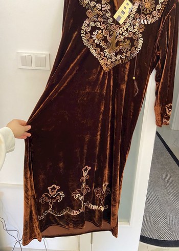 Uzun, Düğmeli, Nakışlı Bohem Kadın Elbise marka temsili - Görsel 4