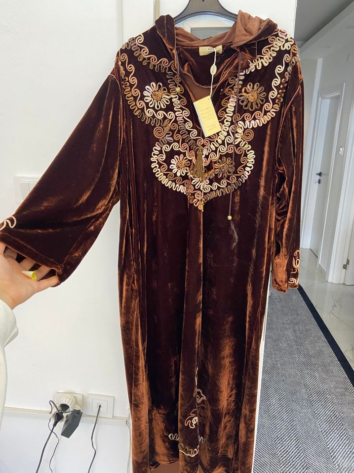 Uzun, Düğmeli, Nakışlı Bohem Kadın Elbise marka temsili - Görsel 2