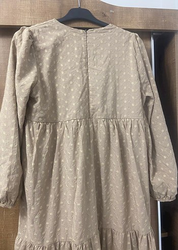 Bej Uzun Kollu Bohem Kadın Elbise - Görsel 8