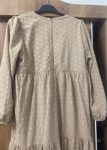 Bej Uzun Kollu Bohem Kadın Elbise - Görsel 9