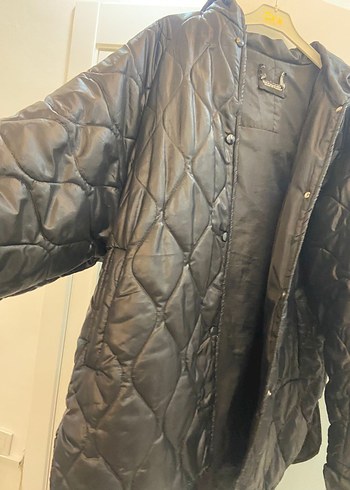 Düğmeli Siyah Kadın Midi Ceket - Görsel 5