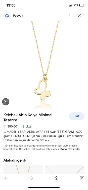 Minimal altın kelebek kolye 14k