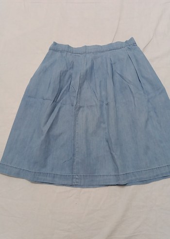 Kız Çocuk Mavi Denim Pileli Etek