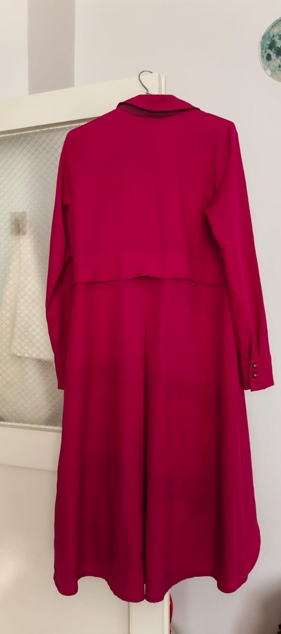 Bordo Uzun Kollu Düğmeli Kadın Tunik - Görsel 2