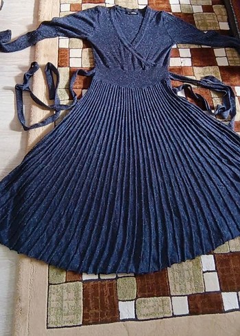 Lacivert Piliseli Kadın Uzun Elbise - Görsel 2