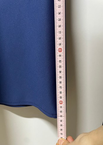 Lacivert Uzun Drapeli Kadın Etek Takım - Görsel 3