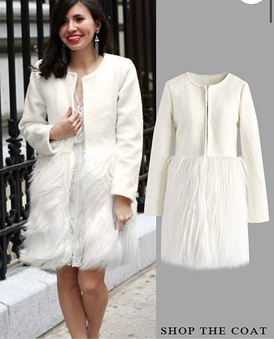 Krem tüylü kruvaze ceket - Görsel 5