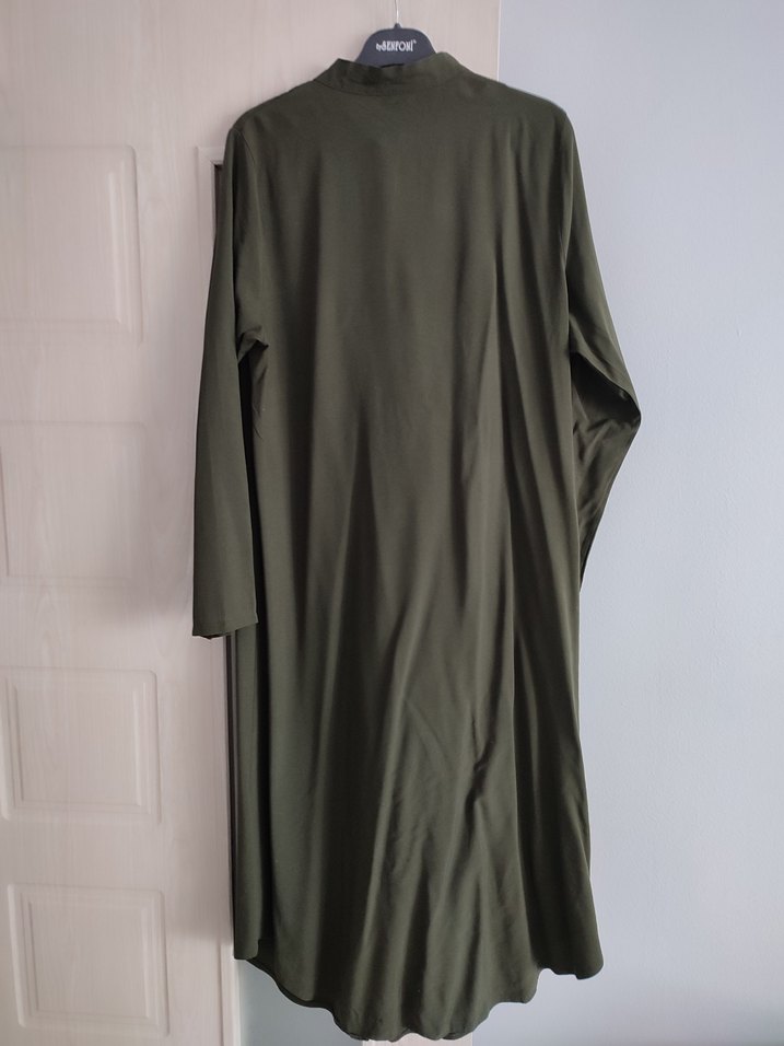 Düğmeli Uzun Kollu Haki Kadın Tunik - Görsel 2