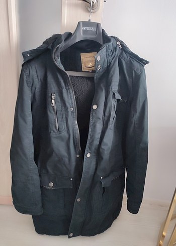 Düğmeli Siyah Denim erkek parka Ceket - Görsel 5