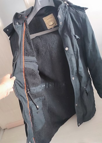 Düğmeli Siyah Denim erkek parka Ceket - Görsel 4