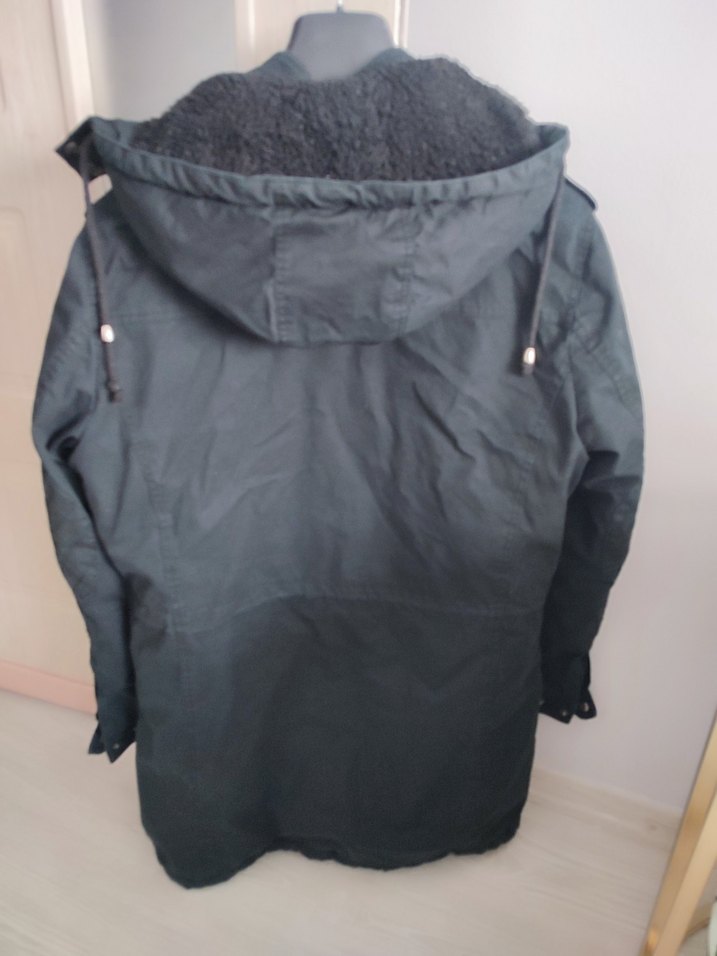 Düğmeli Siyah Denim erkek parka Ceket - Görsel 2