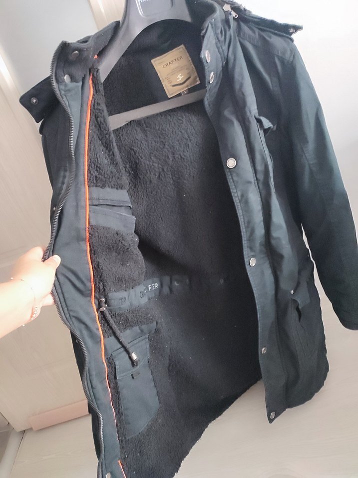 Düğmeli Siyah Denim erkek parka Ceket - Görsel 4