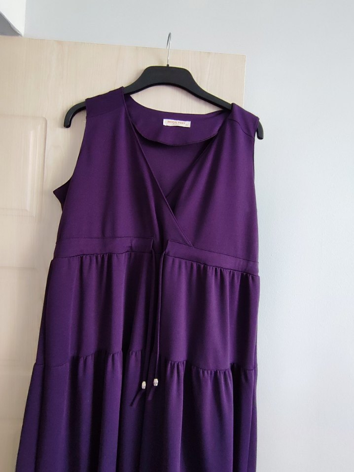 Mor Uzun Kollu Salaş Elbise - Görsel 2