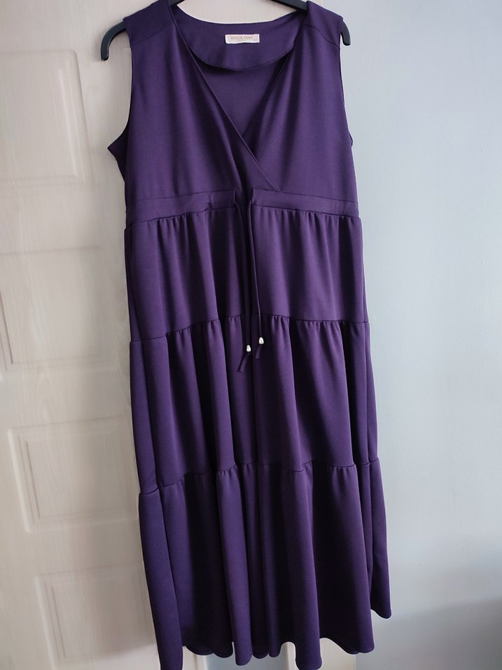 Mor Uzun Kollu Salaş Elbise - Görsel 3