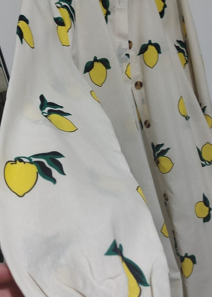 Keten limon desenli gömlek  - Görsel 3