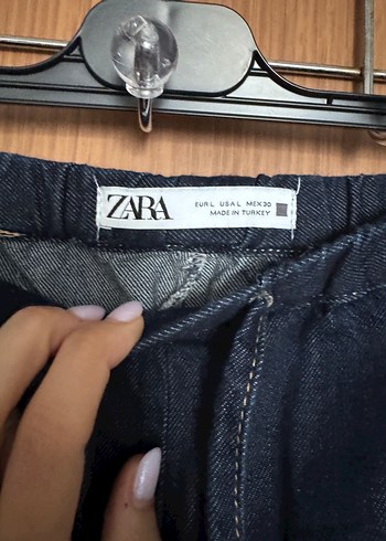 Zara Kadın Lacivert Bol Kesim Denim Pantolon