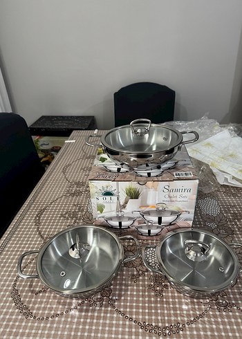 Beden beyaz Renk Samira 3 Parça Paslanmaz Çelik Tencere Seti