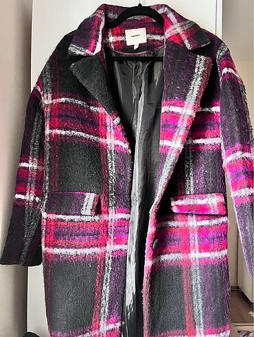 Ekose oversize kaşe uzun kaban