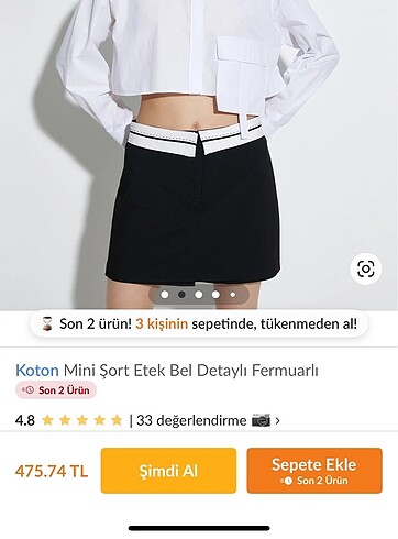 s Beden Ters kemer detaylı şort etek