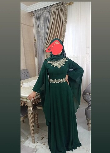 Diğer Zümrüt yeşili tesettür abiye