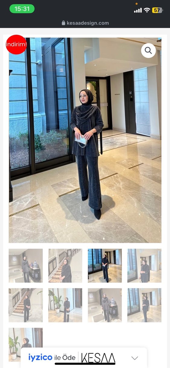 Uzun Kollu Yüksek Yakalı Siyah gri ışıltı takım - Görsel 4