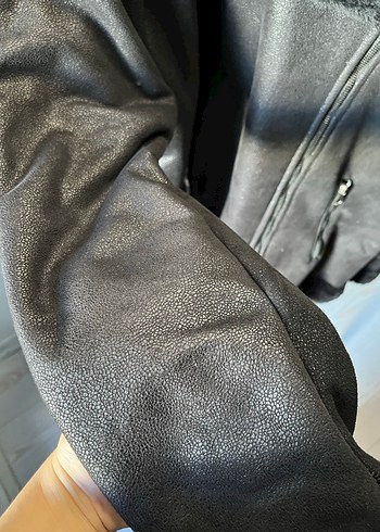 Kürklü Deri Biker Ceket - Görsel 3