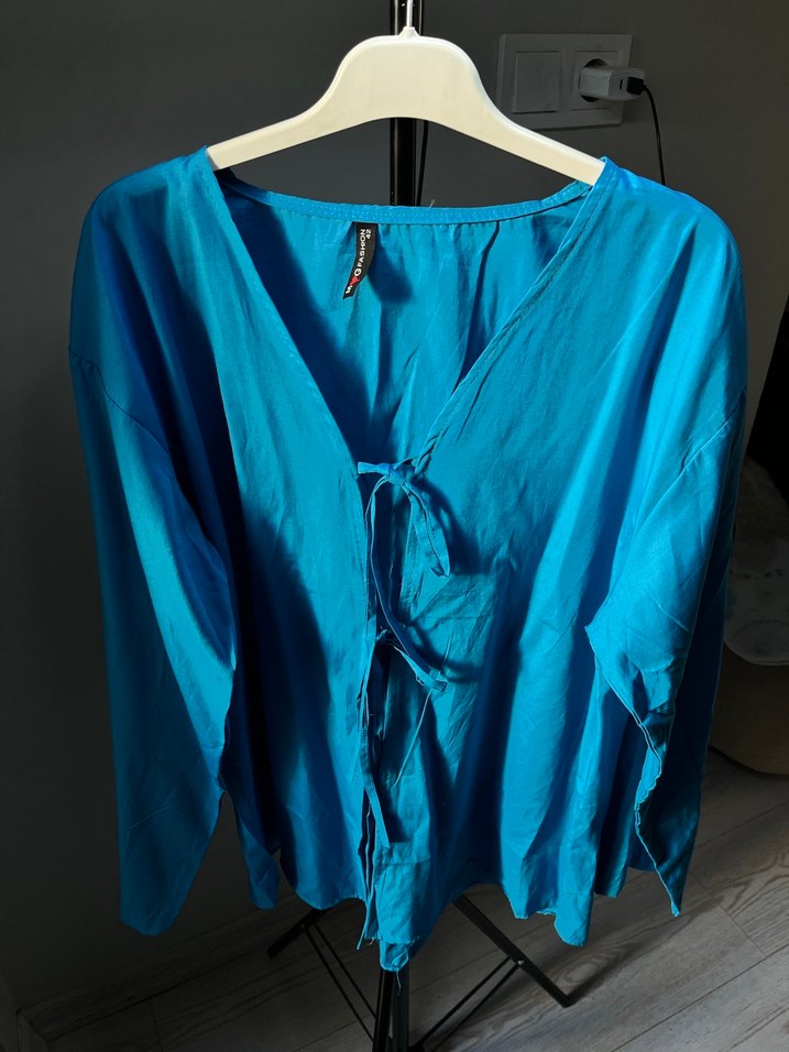 Mavi V Yaka Salaş kimono - Görsel 2