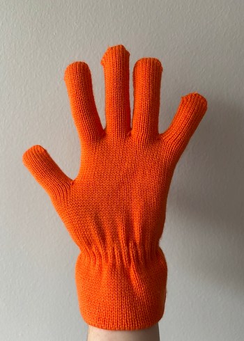 Turuncu Örgü Kadın Eldiveni - Görsel 3