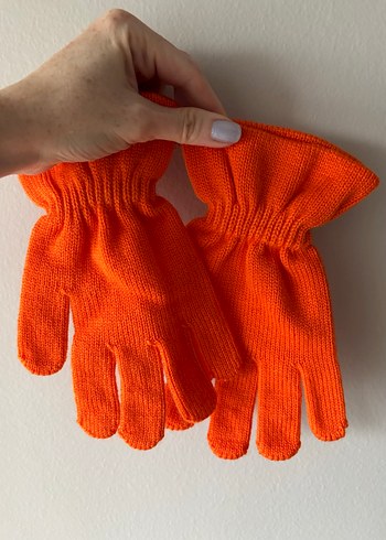 Turuncu Örgü Kadın Eldiveni - Görsel 2