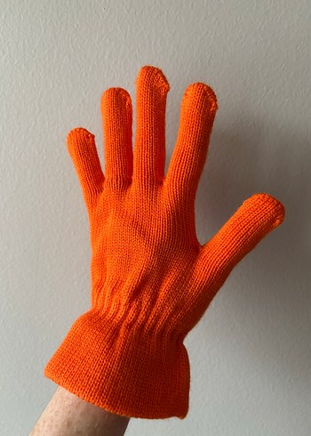 Turuncu Örgü Kadın Eldiveni - Görsel 4