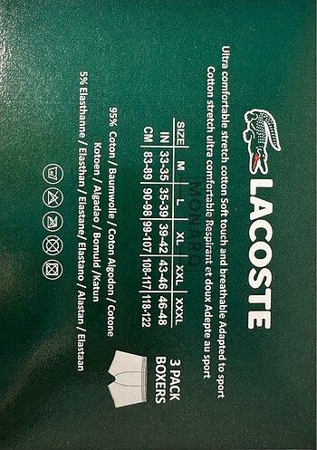 l/xl Beden siyah Renk Lacoste 3lü Erkek Boxer Seti