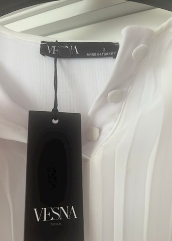 xl Beden beyaz Renk Beyaz Pilili V Yakalı Kadın Bluz