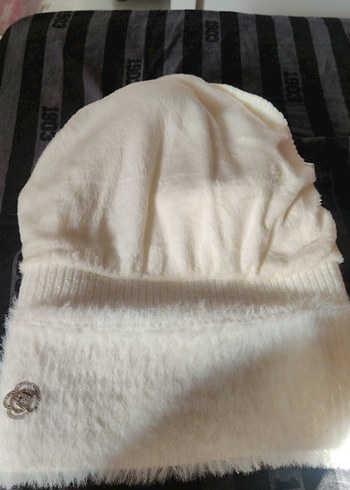 Beyaz Kadın Örgü Sıcak Bere - Görsel 5