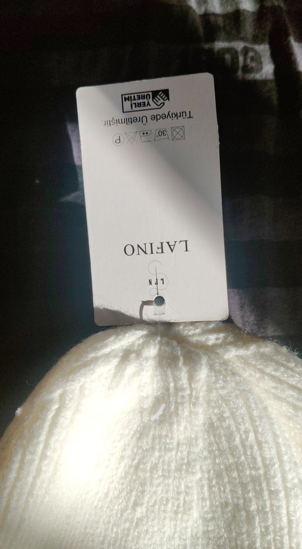 Beyaz Kadın Örgü Sıcak Bere - Görsel 2