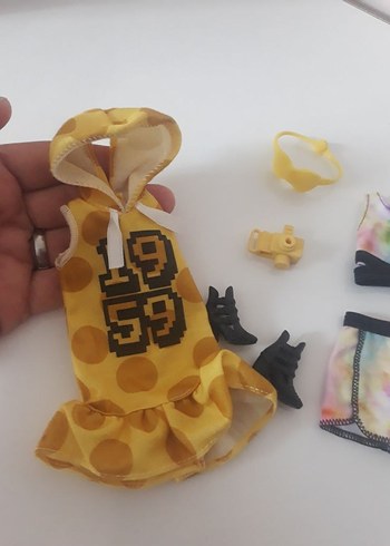 Beden Renk Barbie Sokak Stili Sarı Tie-Dye Bebek Kıyafet Seti