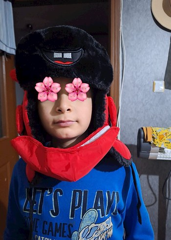 Renkli Baskılı Siyah Erkek Çocuk Biker Bere - Görsel 3