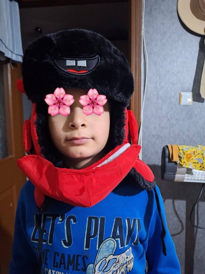 Renkli Baskılı Siyah Erkek Çocuk Biker Bere - Görsel 3