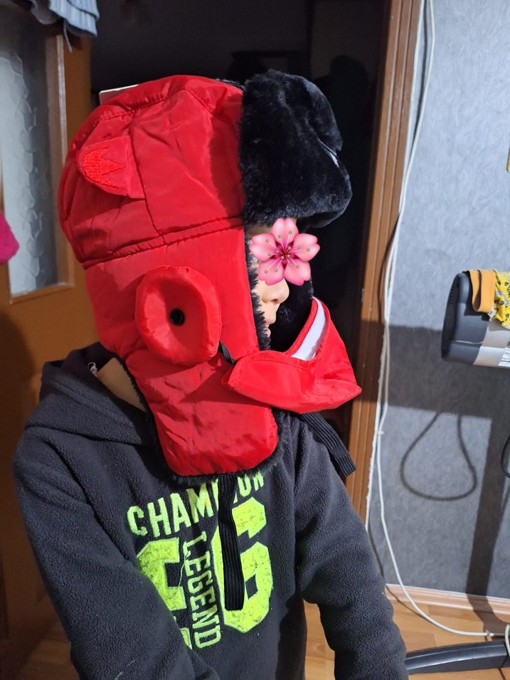 Renkli Baskılı Siyah Erkek Çocuk Biker Bere - Görsel 4