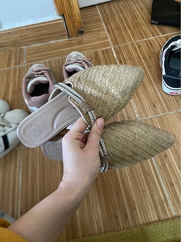 36 Beden camel Renk Hasır terlik