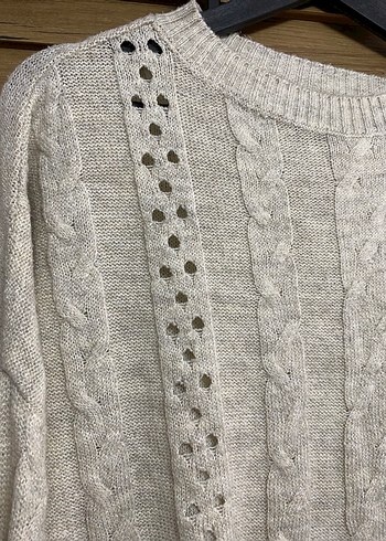 Bej Bohem Örgü Kadın Kazak - Görsel 3