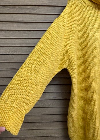 Sarı Örgü Balıkçı Yaka Kadın Kazak - Görsel 3