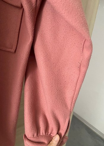 Düğmeli Pembe Kadın Midi Gömlek Ceket - Görsel 4