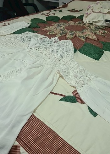 m Beden beyaz Renk Dantel Detaylı Beyaz Bohem Kadın Bluz
