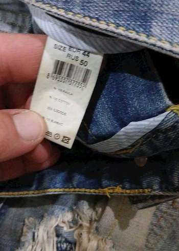 Diğer Düğmeli Bağlama Desenli Kadın Mini Jean Şort