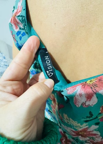 Çiçek Desenli V Yaka Bohem Midi Elbise - Görsel 5