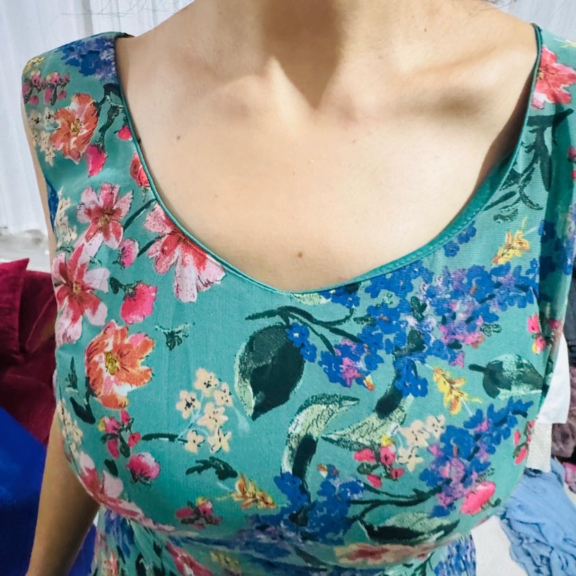 Çiçek Desenli V Yaka Bohem Midi Elbise - Görsel 3