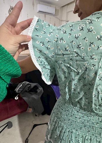 Yeşil Bohem V Yaka Midi Elbise - Görsel 3