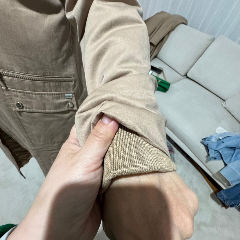 Bej Midi Kadın Ceket, Kürklü Kapüşonlu - Görsel 2